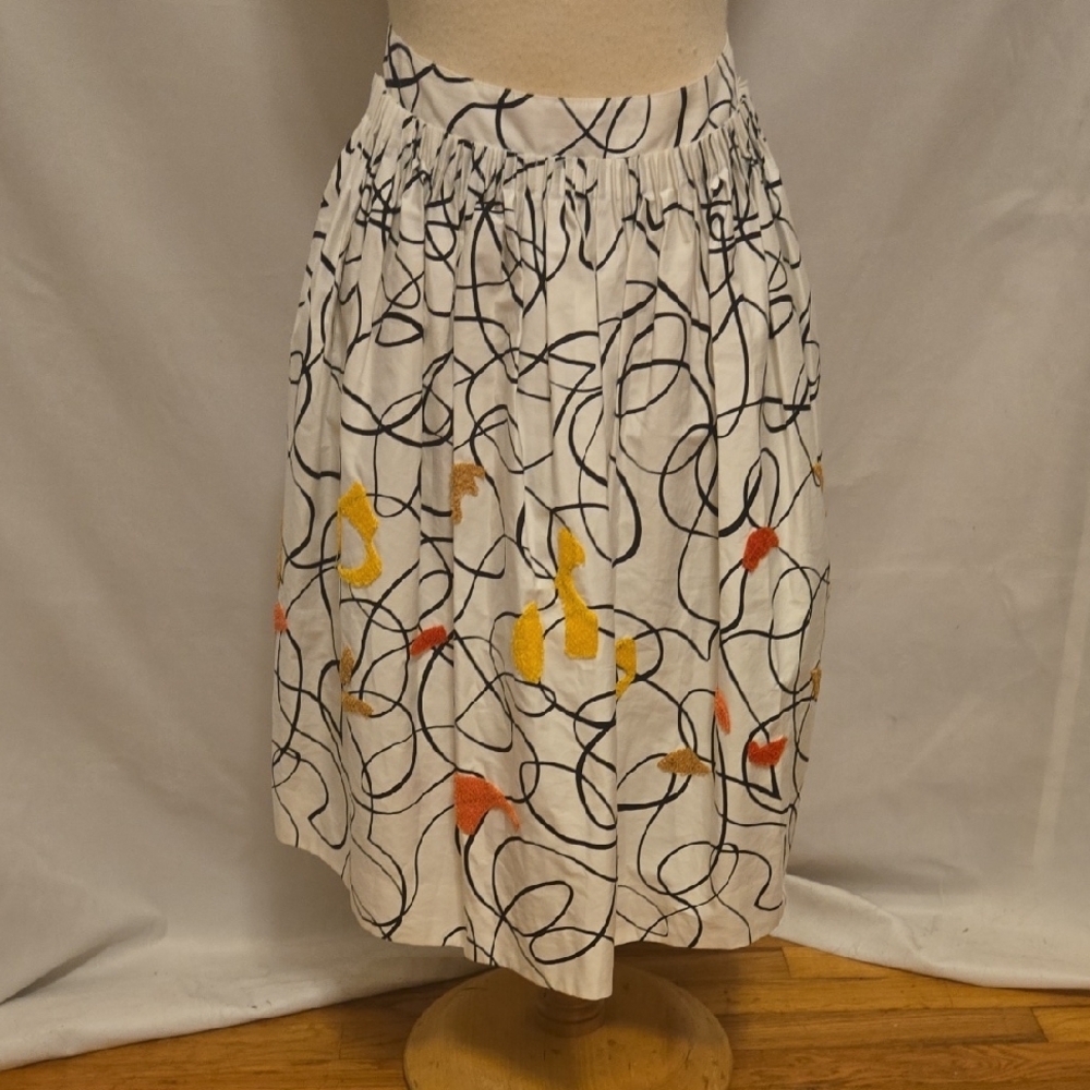 Maeve Black and Yellow Bubble Skirt Knee-Length A-Line Size 2